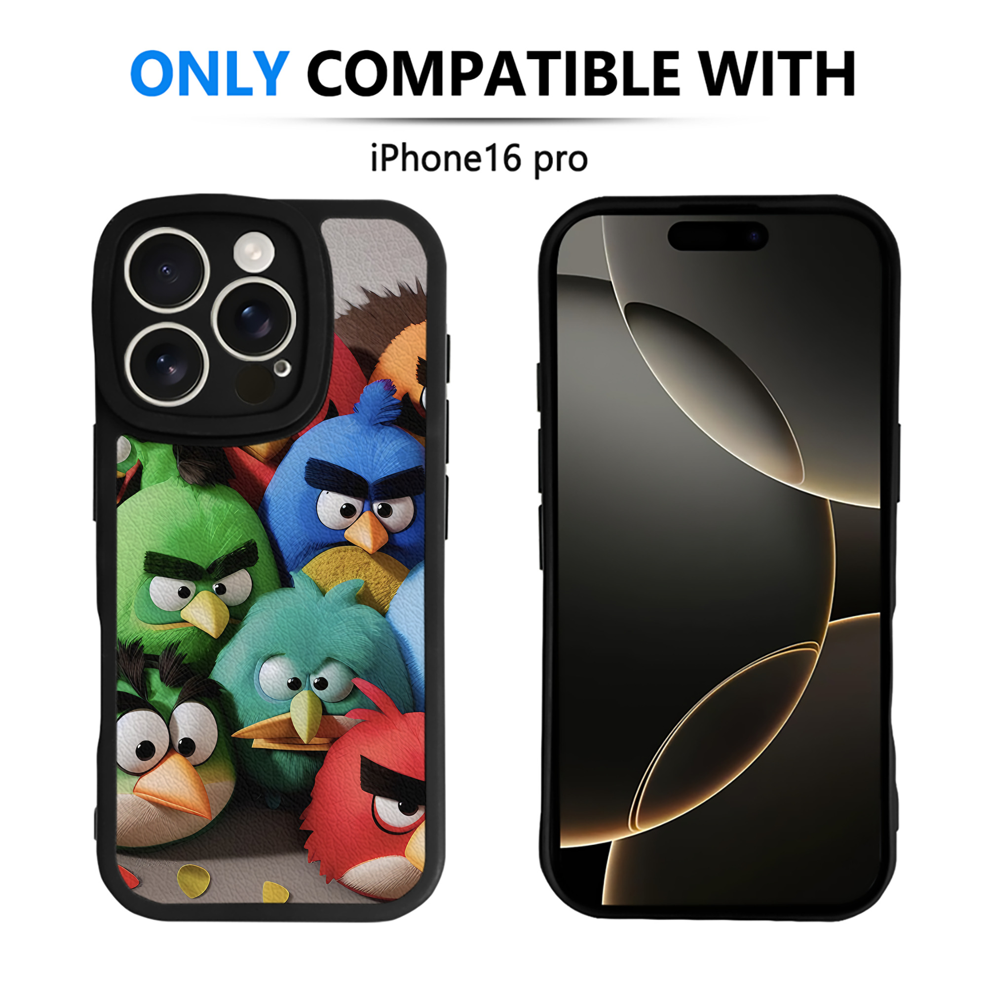 （画像用） Angry Birds アングリーバード 【iPhone 16シリーズ対応】シリコンスマホケース（レザー調） 材質：シリコン